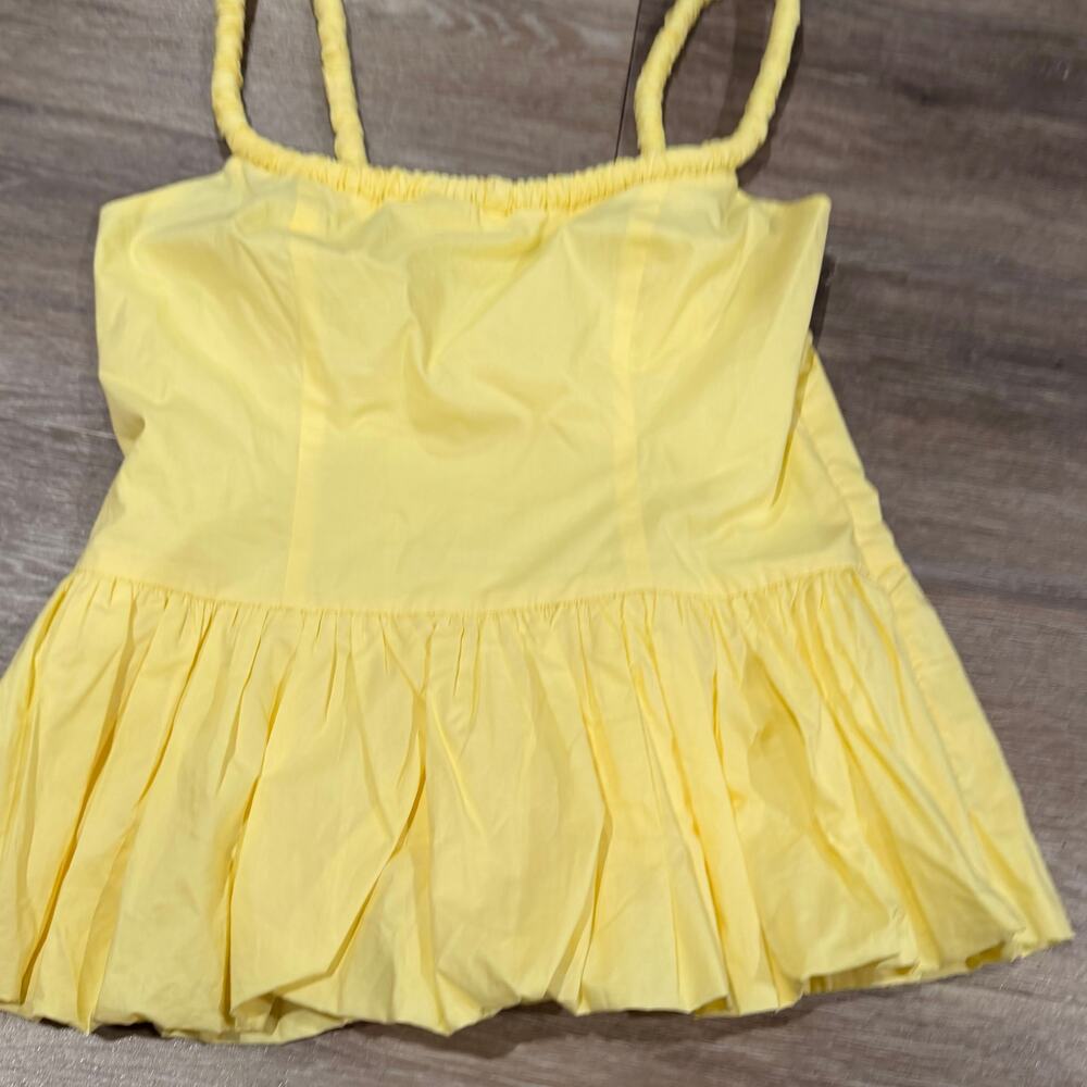 ASTR Yellow Bubble Peplum Cotton Camisole Medium - Picture 3 of 6